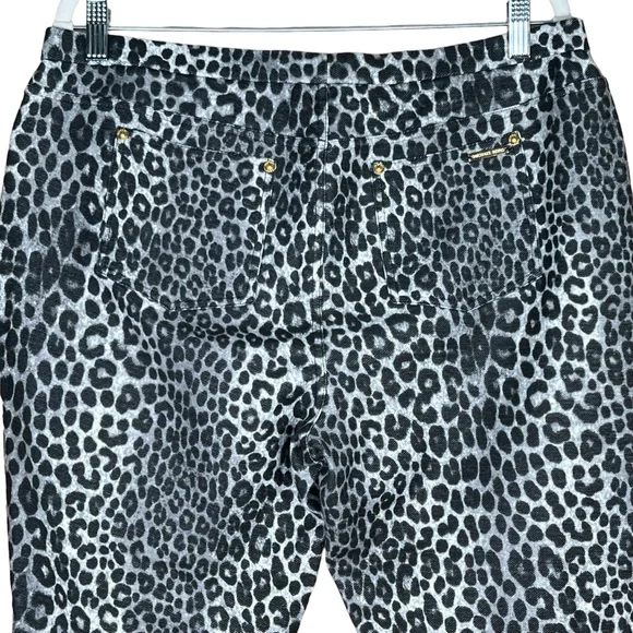 MICHAEL Michael Kors Black Leopard Print Leggings With Faux Fly XL EUC - Picture 8 of 16